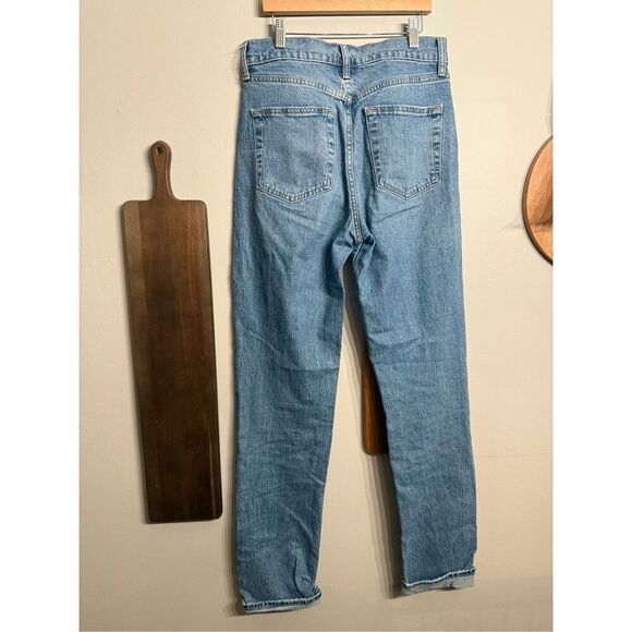 Gap Blue Indigo Denim Medium Wash Sky High Straight Jeans Size 4 Tall - Picture 2 of 6